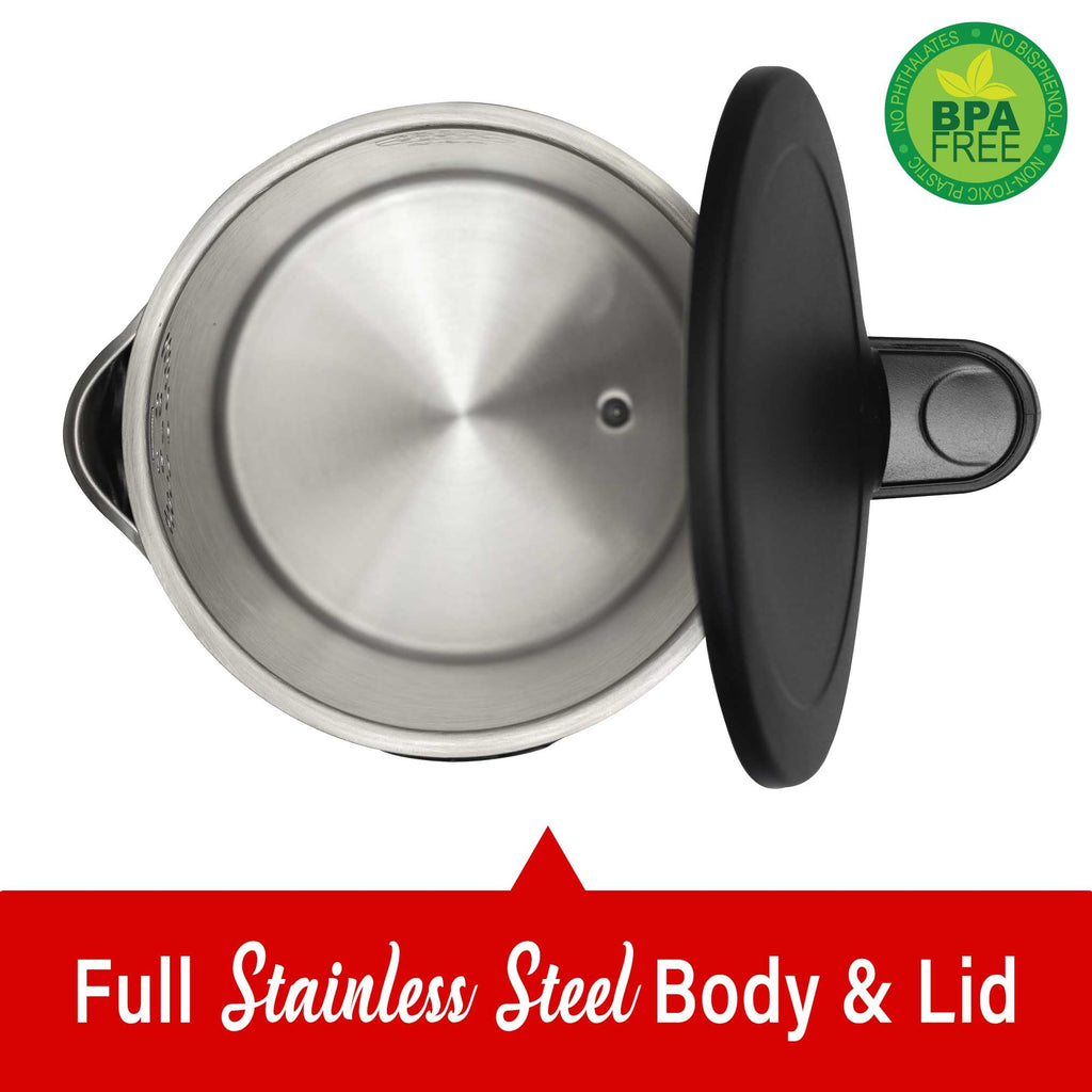 Brentwood KT-2014DBK 1.7L Cordless Digital Electric Kettle - Black, 1100W with 13 Temperature Levels, 4 Presets & 2-Hour Keep Warm