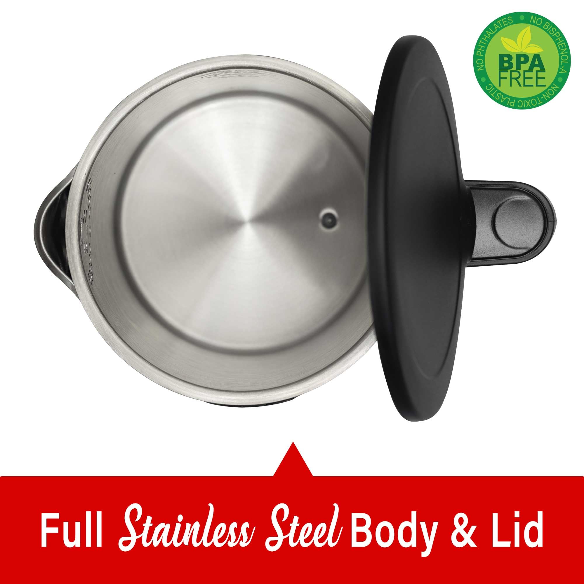 Brentwood KT-2014DBK 1.7L Cordless Digital Electric Kettle - Black, 1100W with 13 Temperature Levels, 4 Presets & 2-Hour Keep Warm