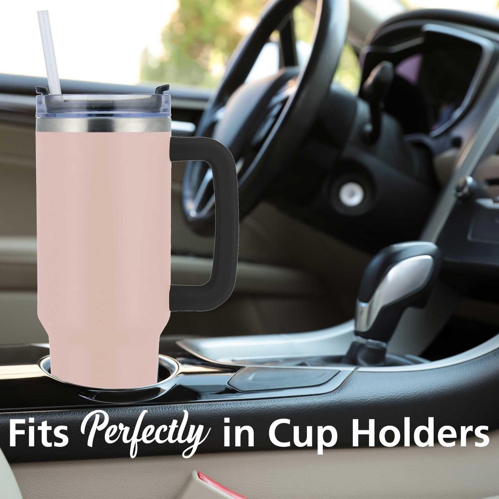 Brentwood GeoJug CMB-1200PK 40 oz Insulated Stainless Steel Tumbler with Handle, Lid and Straw - Pink