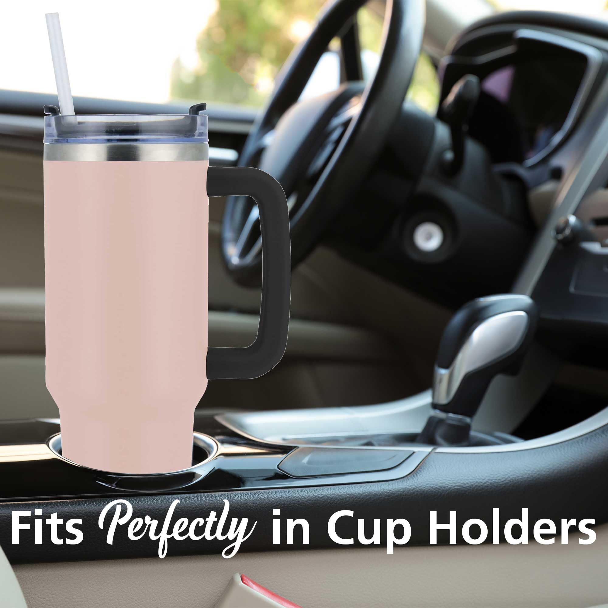 Brentwood GeoJug CMB-1200PK 40 oz Insulated Stainless Steel Tumbler with Handle, Lid and Straw - Pink