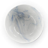 Marble Stoneware Dinnerware Set for 4, 16 Piece with Mugs, Glossy Blue and White, Elama Fine Marble