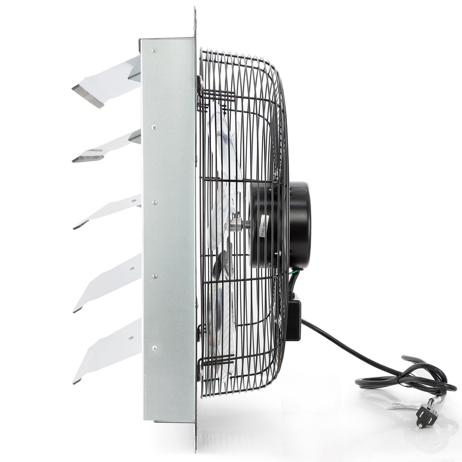 Vie Air 20 Inch Shutter Exhaust Fan with Power Cord, Aluminum Blades, Silver