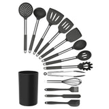 MegaChef 14-Piece Silicone and Stainless Steel Kitchen Utensil Set, Gray (13 Tools + Storage Canister)