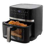 MegaChef 8.5 quart digital 1700W air fryer, black, with viewing window and LED display