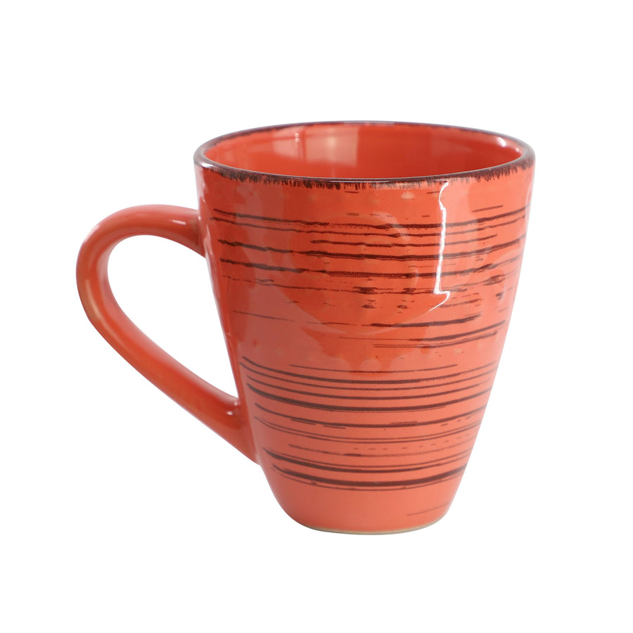 Elama Malibu Jasper 16-Piece Stoneware Dinnerware Set, Reactive Glaze Orange - Service for 4