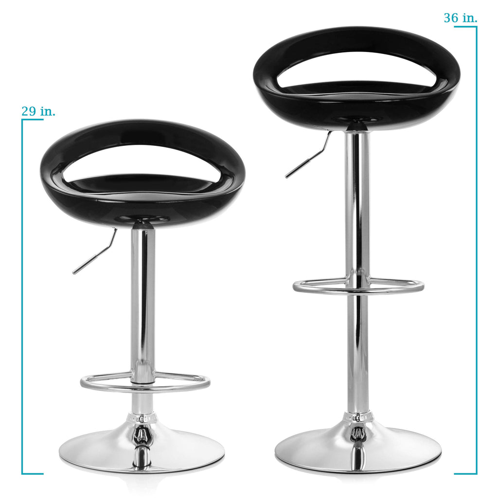 Elama Modern Retro Adjustable Bar Stool Set of 2 – Black with Chrome Swivel Base (ELM-2101)