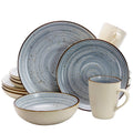 Elama Mellow 16-Piece Earthenware Dinnerware Set – Powder Blue | Service for 4