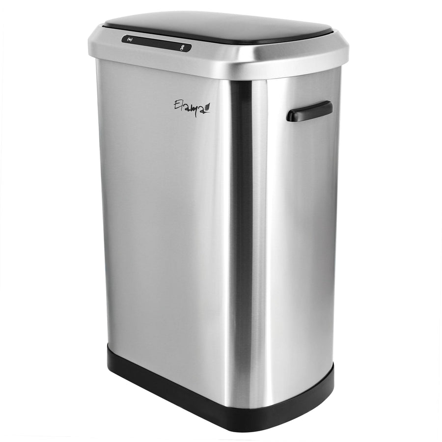 Elama ELM-U8-50L 13 Gallon Automatic Infrared Sensor Trash Can, Hands-Free Lid, Brushed Silver with Black Top