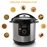 MegaChef 12-Quart XL Digital Pressure Cooker & Electric Multi-Cooker, 1600W, 15 Presets, Glass Lid