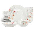 Elama Poppy 24-Piece Porcelain Double Bowl Dinnerware Set – Cherry Blossom Floral | Service for 6