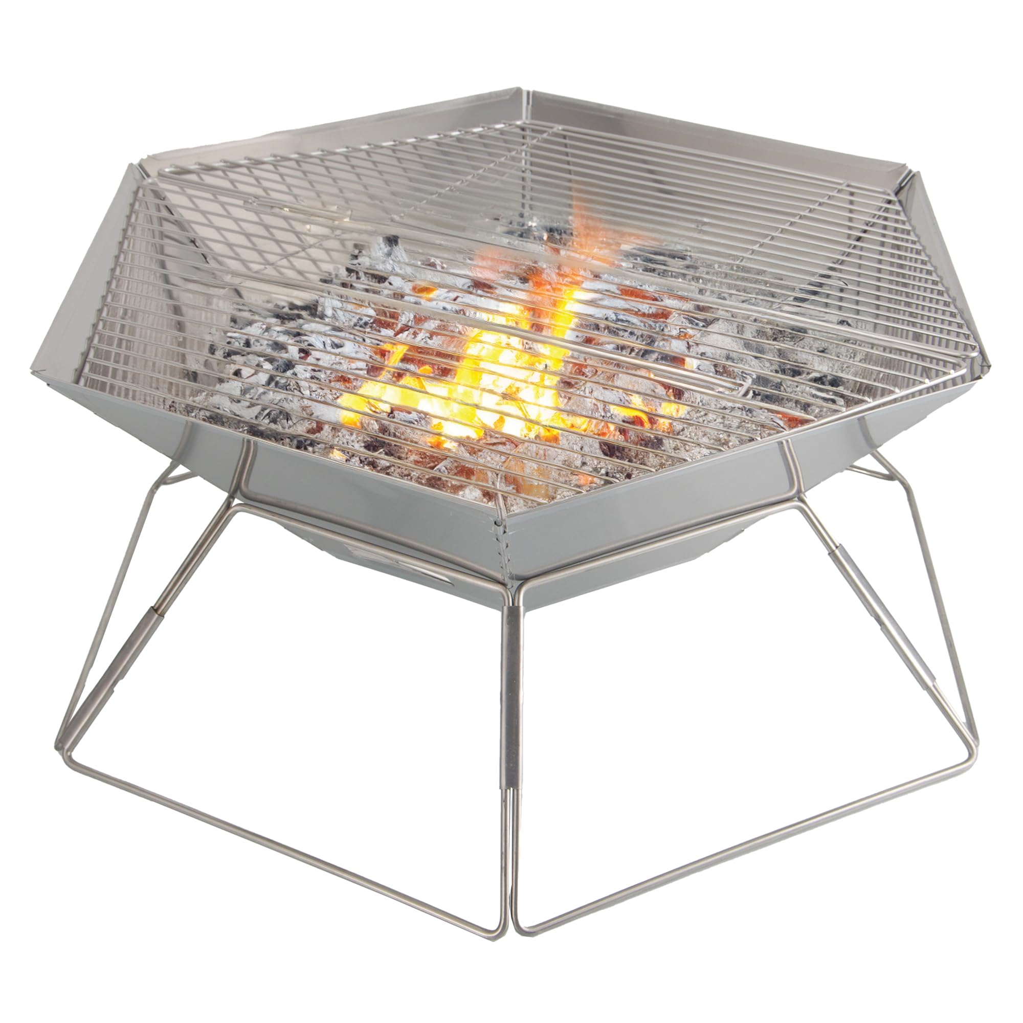 Brentwood BB-6X20SS folding stainless steel charcoal grill and fire pit