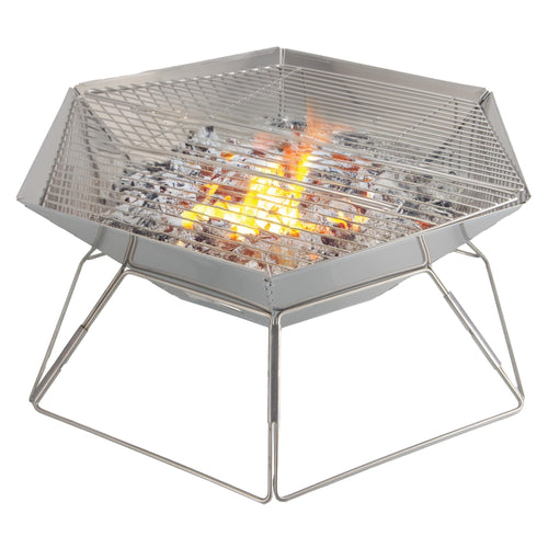 Brentwood BB-6X20SS folding stainless steel charcoal grill and fire pit