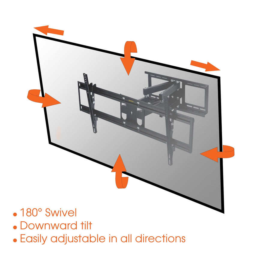 MegaMounts Full-Motion Articulated Tilt & Swivel TV Wall Mount for 37"-60" Screens, with Bubble Level