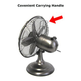 Optimus F-6212A 12-Inch 3-Speed Retro Oscillating Table Fan, Oil-Rubbed Bronze