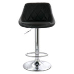 Elama Diamond Stitched Faux Leather Adjustable Bar Stool Set of 2 – Black with Chrome Swivel Base
