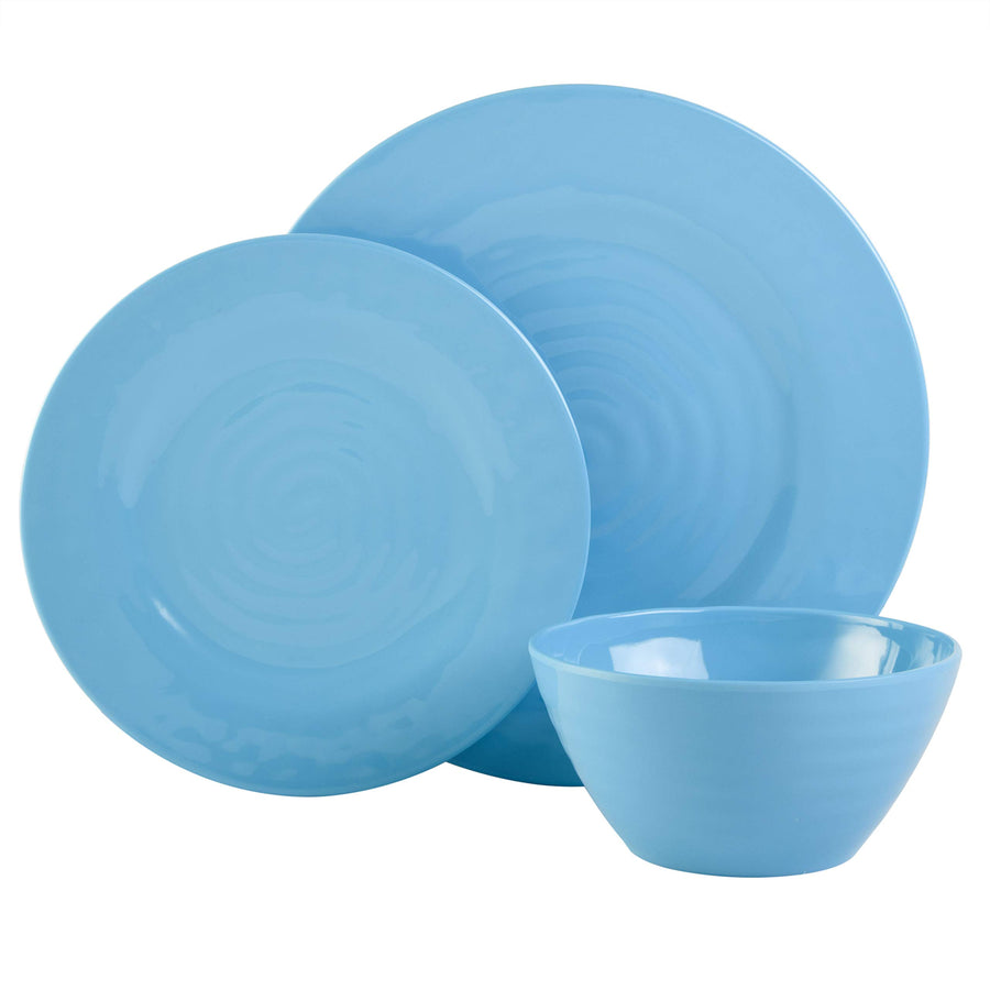 Gibson Home Brist 12-Piece Melamine Dinnerware Set, Blue (Service for 4)