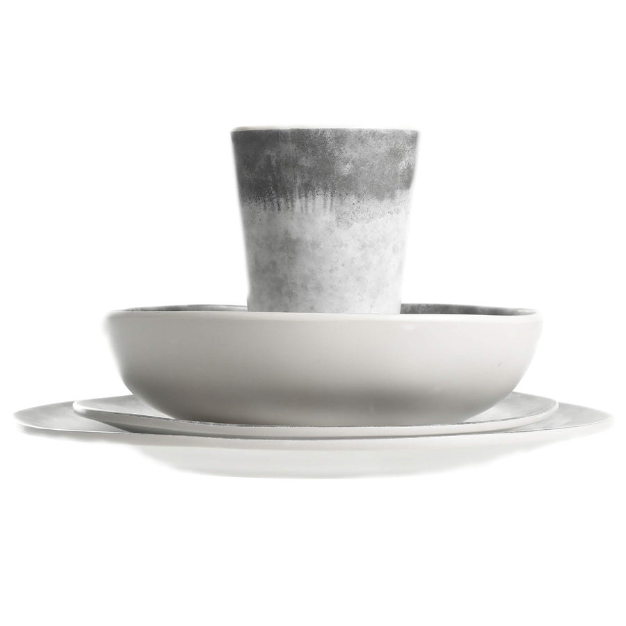 Gibson Home Granite Organic Round Melamine Dinnerware Set, Marble (16-Piece, Service for 4)