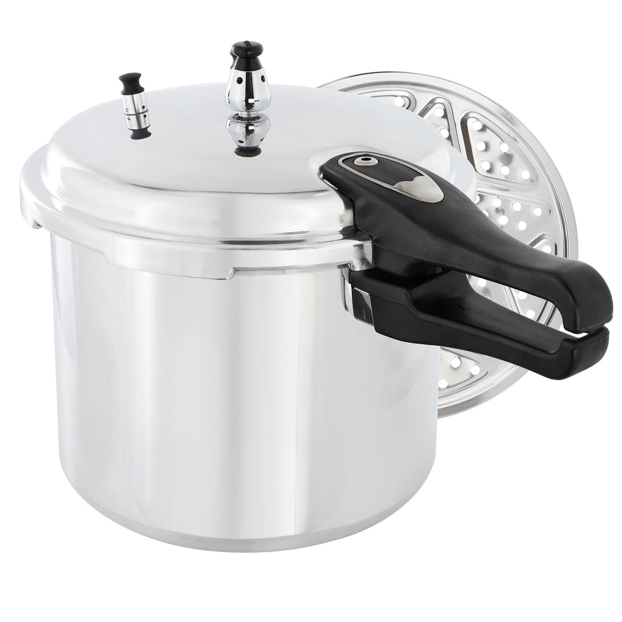 MegaChef MC-9500 9.5 Quart Aluminum Stovetop Pressure Cooker with Steamer Rack, Induction-Ready Base, Non-Electric