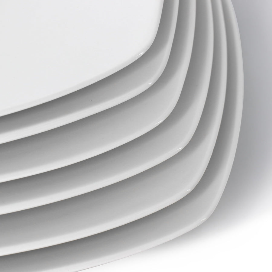 Elama Professional Kitchen 12 Square Dinner Plates, 10.75in White Porcelain