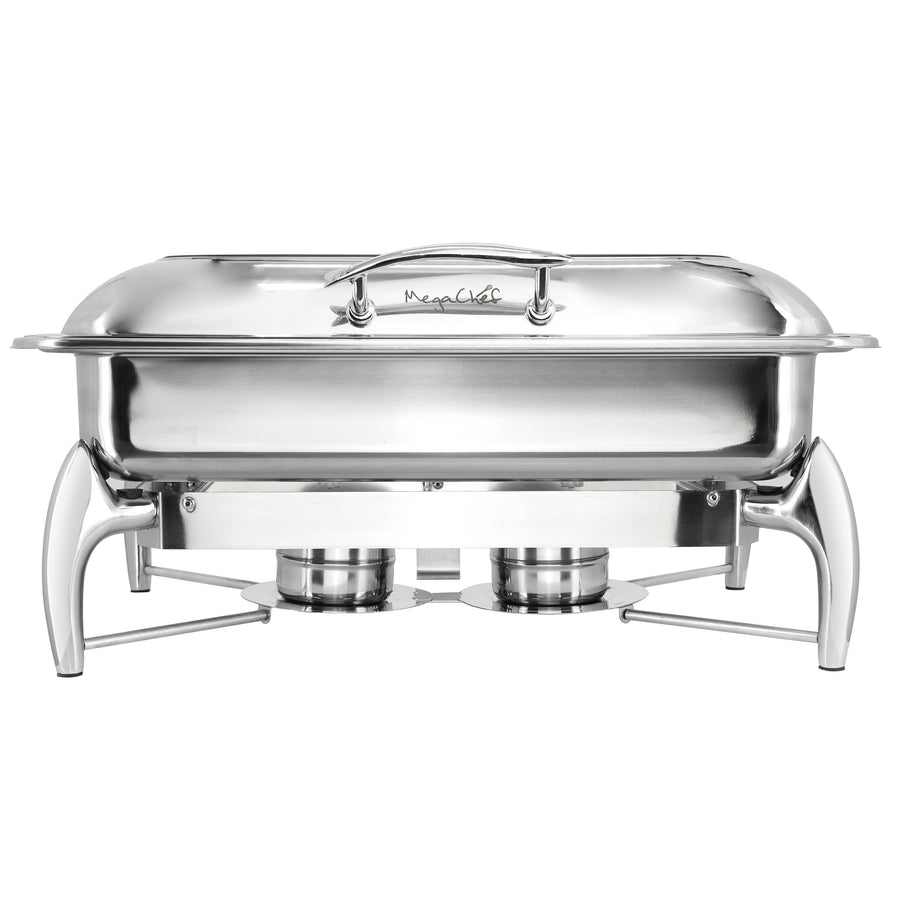 MegaChef MG-430801 9.5-Quart Rectangle Stainless Steel Chafing Dish with Hinged Lid and Window