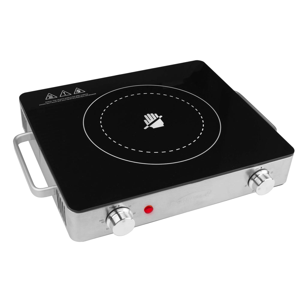 Brentwood Select TS-381 stainless steel single infrared ceramic-glass electric burner, 1200W