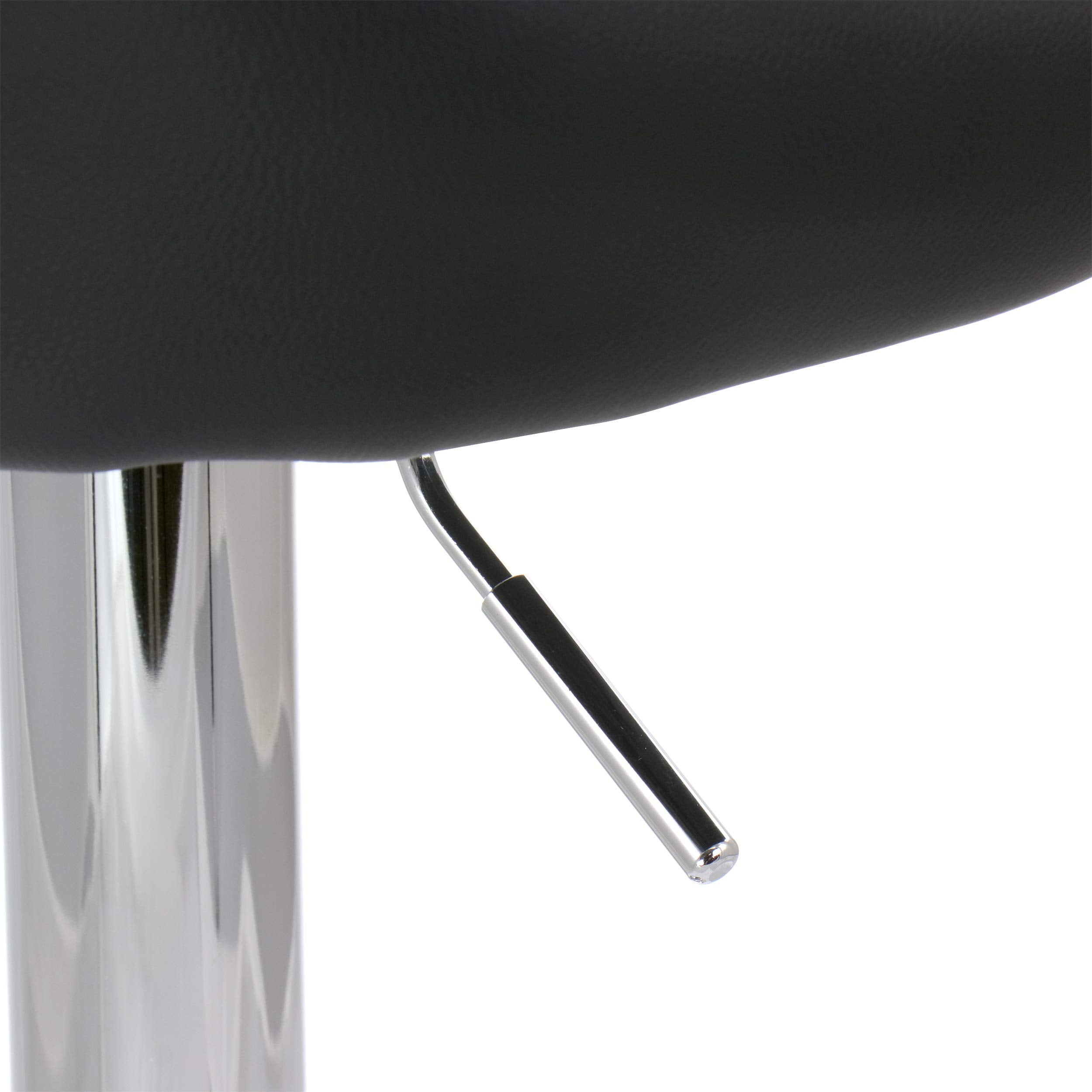Elama Diamond Stitched Faux Leather Adjustable Bar Stool Set of 2 – Black with Chrome Swivel Base