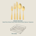 Gibson Home Abbeville 41-Piece Gold Flatware Set – Stainless Steel Service for 8 with Wire Caddy