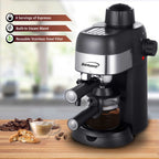 Brentwood 4-Serving Espresso and Cappuccino Maker with Steam Frother, Black