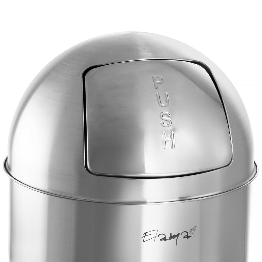 Elama Stainless Steel Step Trash Can, 13 Gallon, Matte Silver