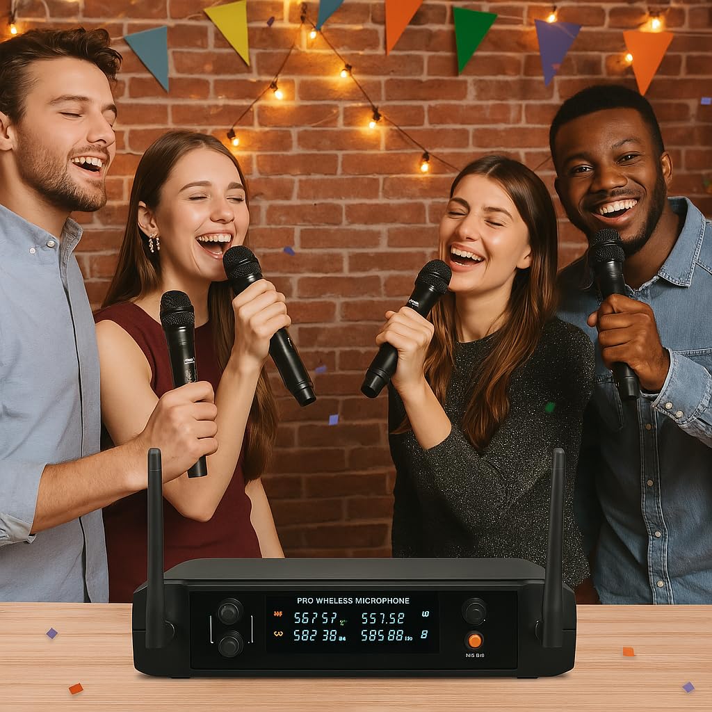SuperSonic SC-909 2.4G 4-Channel Wireless Microphone System - Four Handheld Mics, 160ft Range, Balanced & Mix Outputs