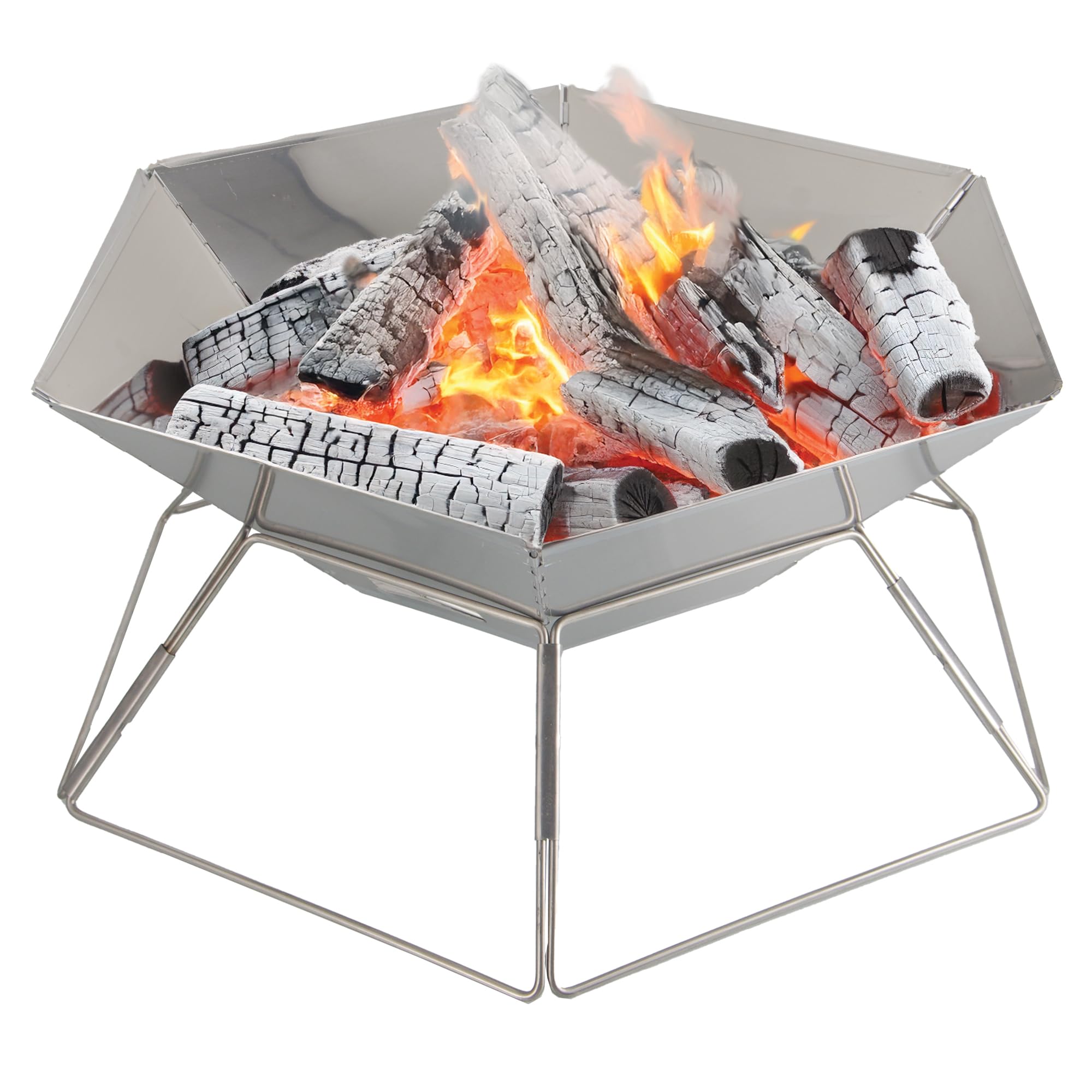Brentwood BB-6X20SS 20 Inch Portable Folding Stainless Steel Charcoal BBQ Grill and Fire Pit with Carry Bag