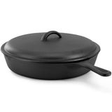 Megachef 12-Inch Pre-Seasoned Cast Iron Skillet with Solid Cast Iron Lid