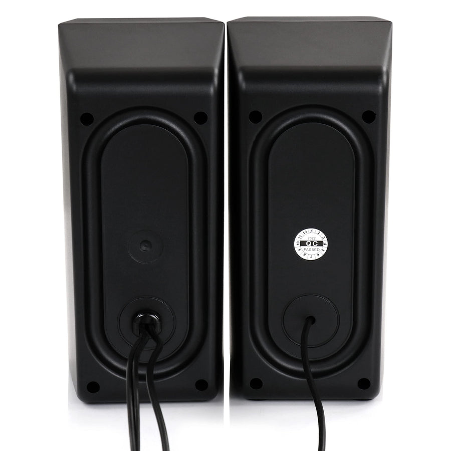 beFree Sound BFS-201 2.0 USB Computer Gaming Speakers with Color RGB LED Lights, Black, Wired 3.5 mm, Dual 2.5 in Drivers
