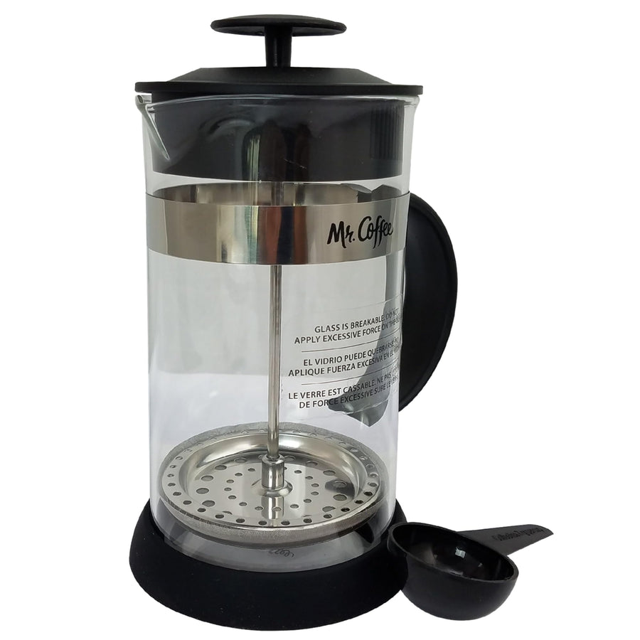 Mr. Coffee Cafe Oasis 1.1 Quart Glass French Coffee Press, Black