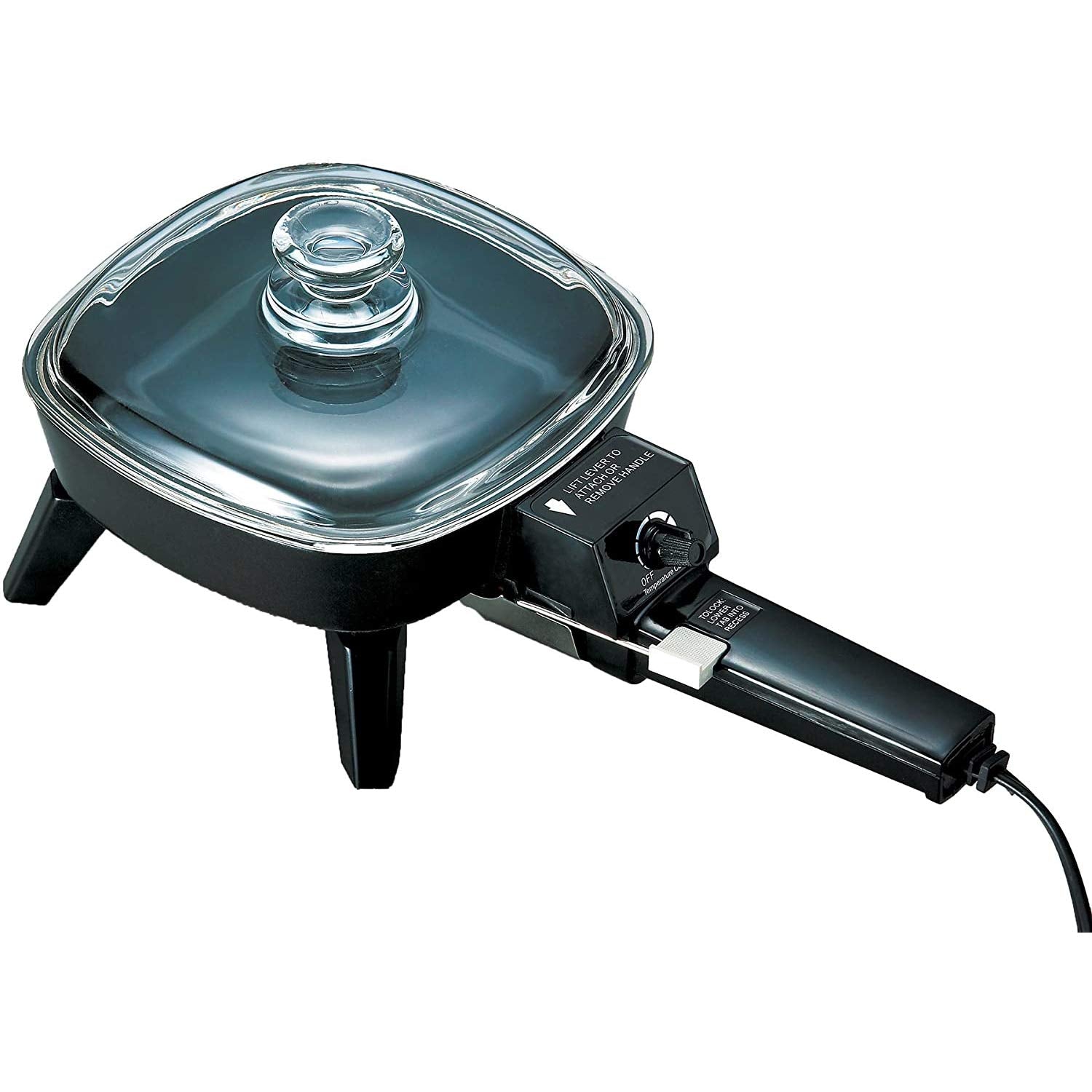 Brentwood SK-45 black non-stick electric skillet with tempered glass lid