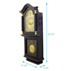 Bedford Clock Collection 26" Antique Mahogany Cherry Oak Chiming Wall Clock – Quartz Movement with Swinging Pendulum & Roman Numeral Dial