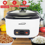 Brentwood TS-600S White Rice Cooker and Food Steamer with Steam Tray, 10 Cups Cooked