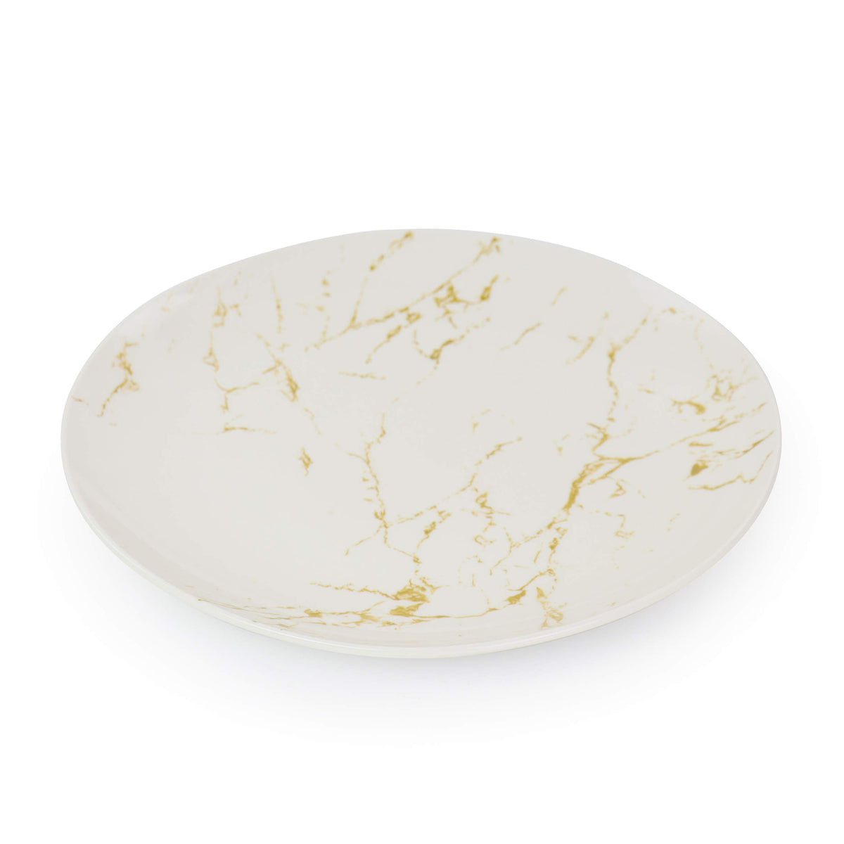 Elama Fine Marble 16-Piece Stoneware Dinnerware Set, Gold & White, Service for 4