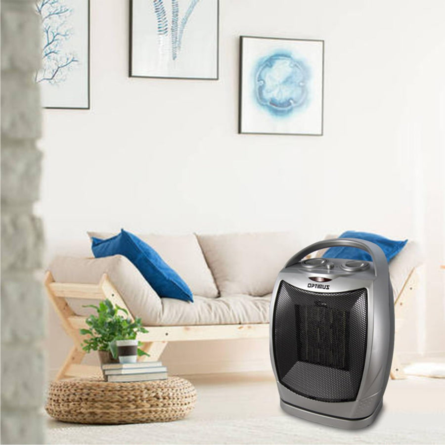 Optimus H-7247 1500W Oscillating Ceramic Heater, Silver
