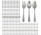 Gibson Home Sinta 87-Piece Stainless Steel Flatware Set with Bead Border Design – Polished Service for 12