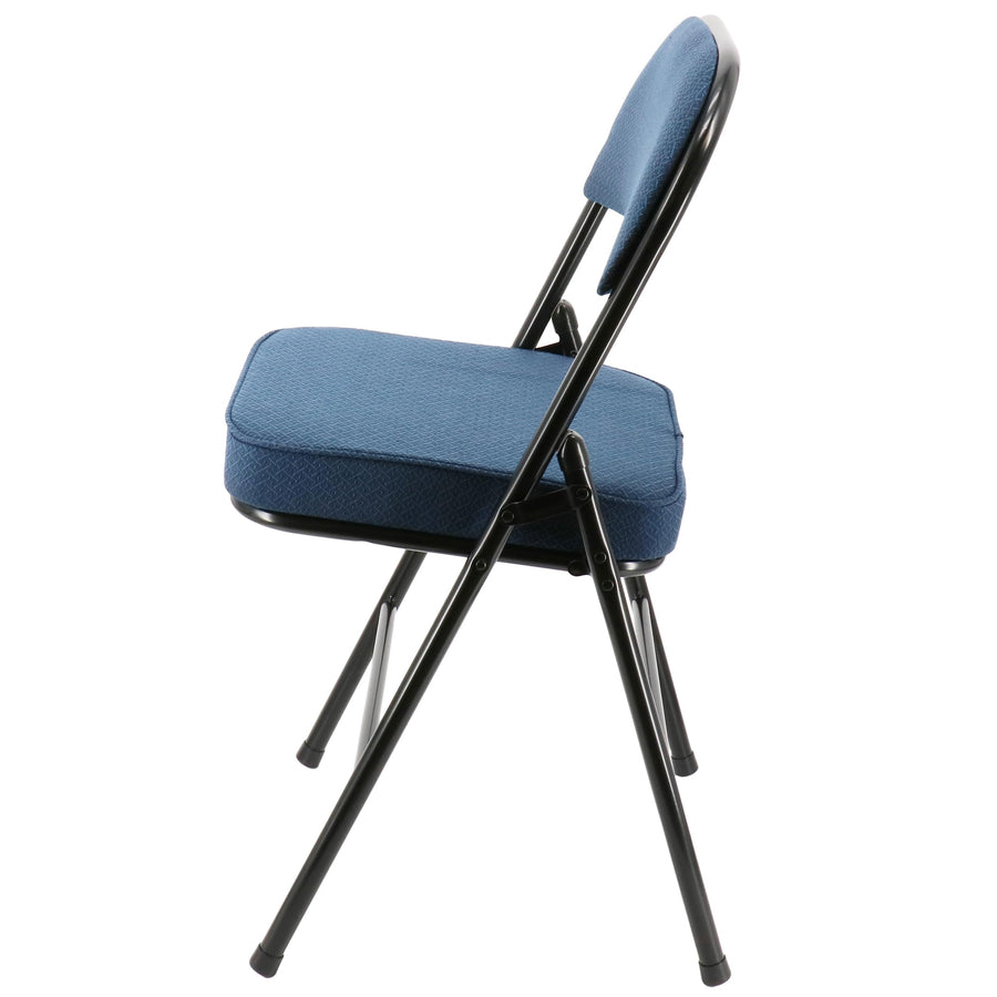 Elama 4-Piece Metal Folding Dinner Chairs, Padded Seats & Top Handle, Indoor/Outdoor, Blue (Set of 4)