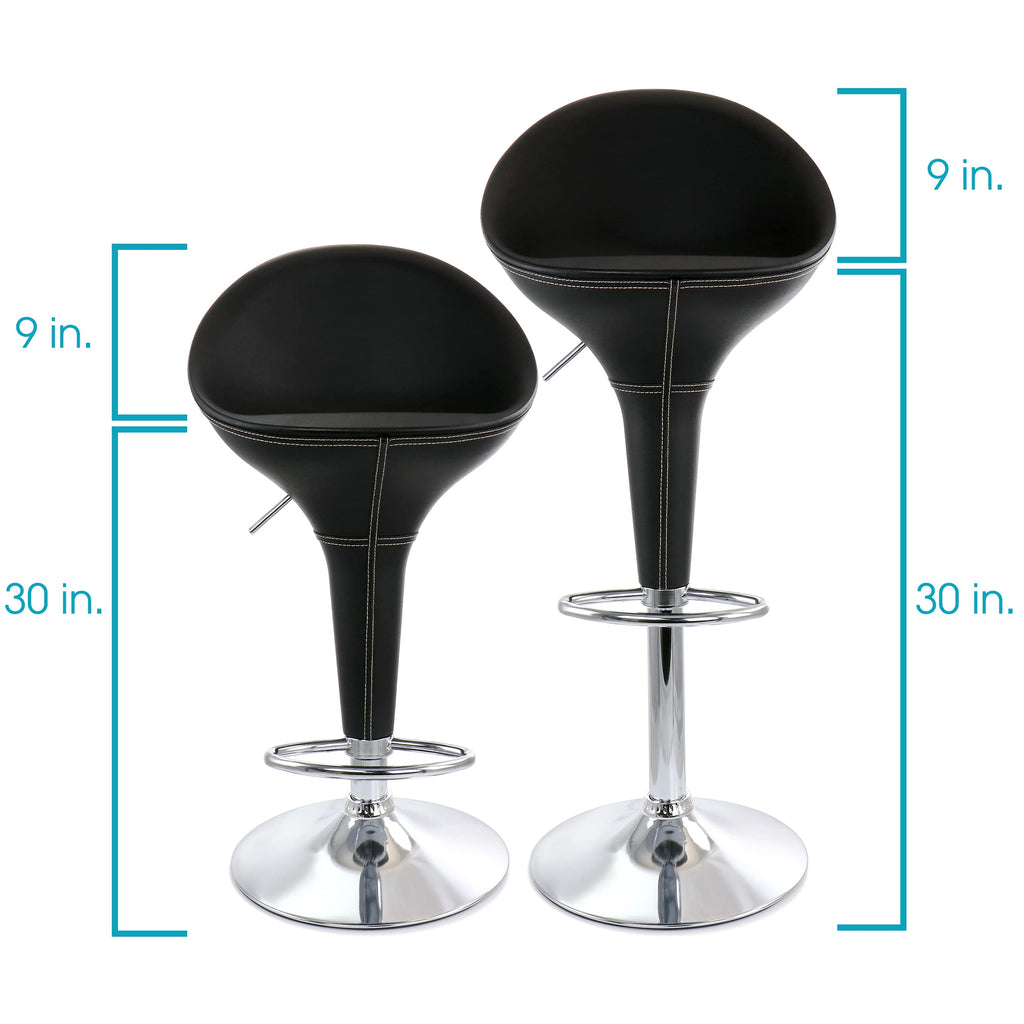 Elama Adjustable Plastic Bar Stool Set of 2 – Black with Chrome Base