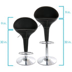 Elama Adjustable Plastic Bar Stool Set of 2 – Black with Chrome Base