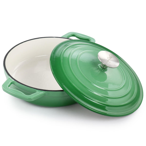 MegaChef 2-Quart Enameled Cast Iron Braiser with Lid, Green