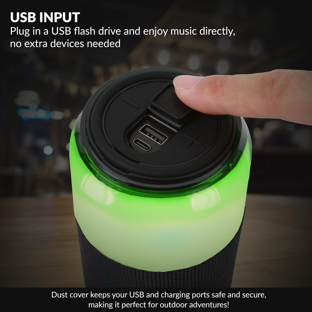 SuperSonic SodaBoom SC-2335BT Bluetooth 5.4 LED Speaker - Black, 10W, TWS