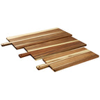 Elama 3-Piece Acacia Wood Charcuterie Cheese Board Set – Rustic Serving Trays with Handles