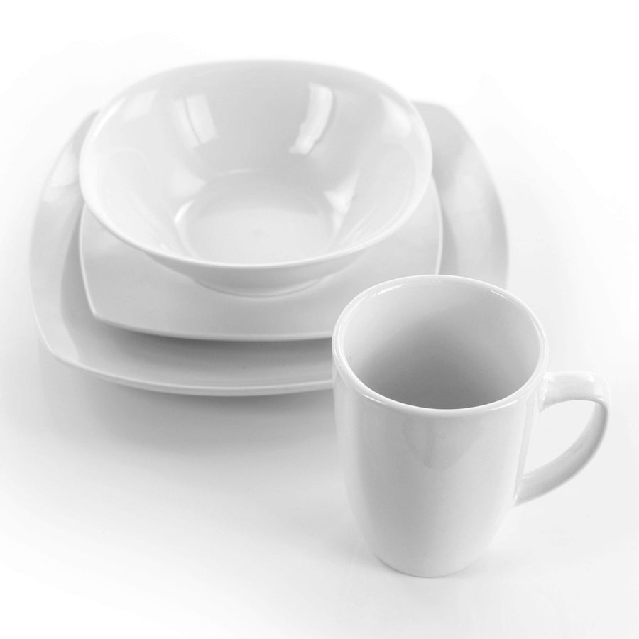 Elama Bishop 16 Piece White Porcelain Dinnerware Set
