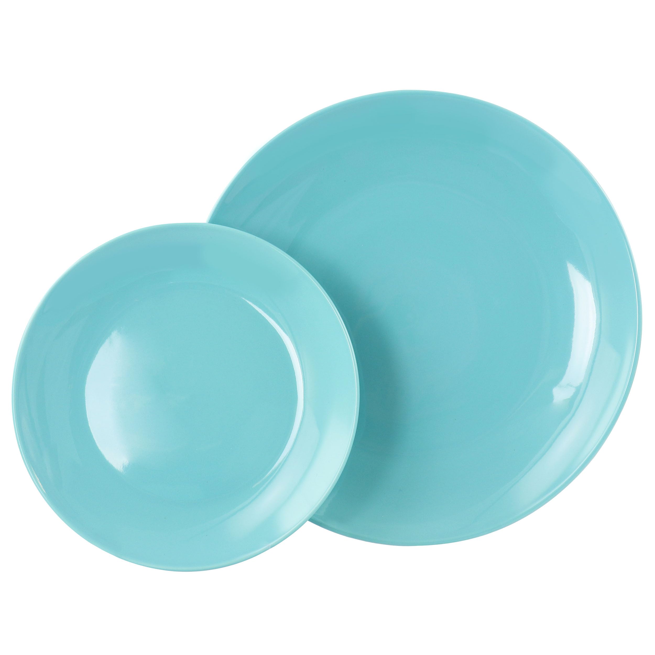 Elama Luna 18-Piece Round Porcelain Dinnerware Set – Blue Service for 6 (Dinner Plates, Salad Plates & Bowls)