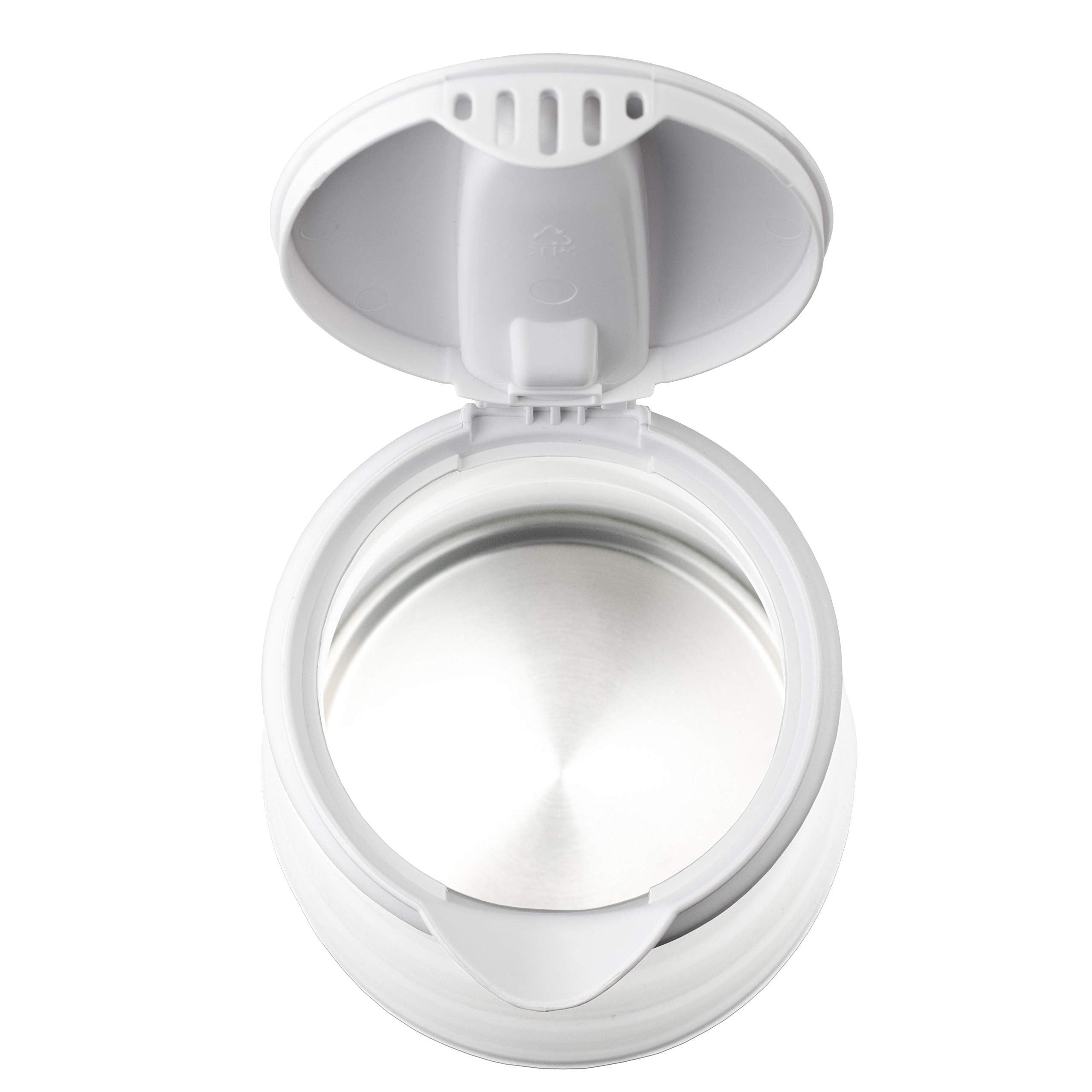 Brentwood Dual Voltage 3.3-Cup Collapsible Travel Kettle – White, 800W Silicone Folding Electric Kettle for Travel