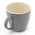 Elama Honeycomb 6-Piece 15 oz Stoneware Mug Set - Assorted White, Purple & Taupe with Embossed Honeycomb Texture